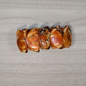 Chunky Orange Jasper Style Stretch Bracelet Earth Tone Stone Statement